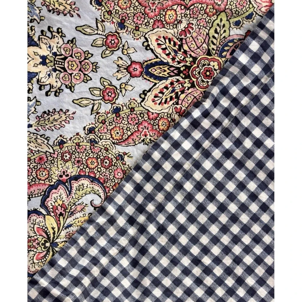 Pottery Barn Florentine King Duvet Cover w/ 3 Euro Shams Paisley Gingham Organic